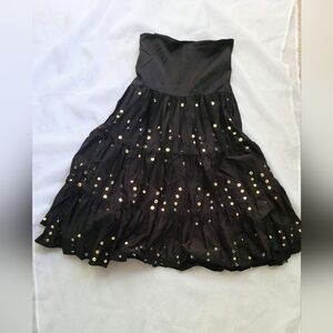 NWOT! Sequin Embroidered Women's Holiday Gold/Black Cascade Skirt Size M…